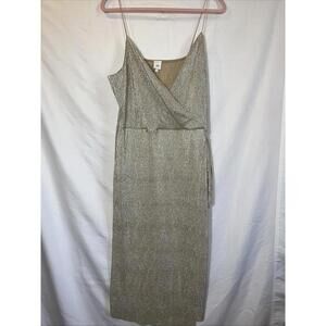 River Island Gold Sparkly Spaghetti Strap Dress Size 18